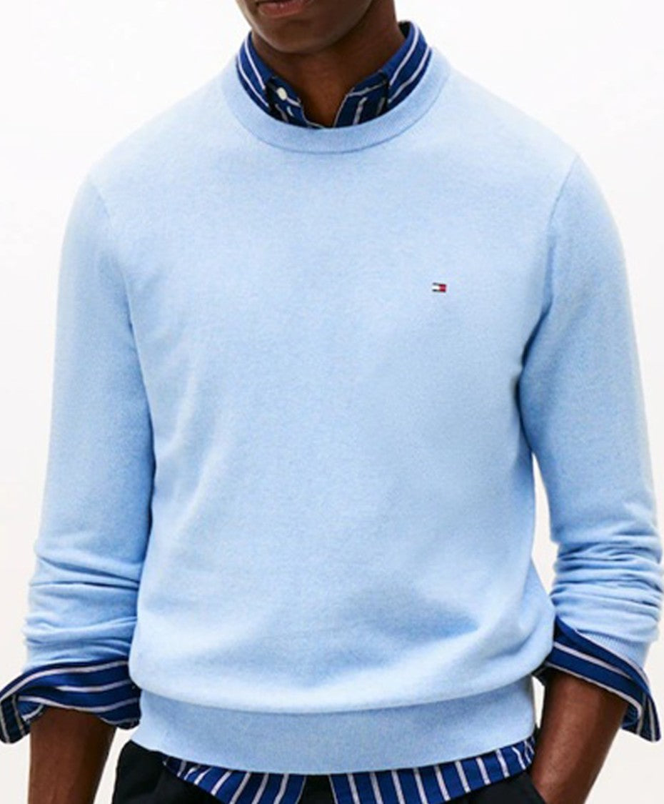 Tommy Hilfiger Ribbed Crew Neck Sweater In Pure Lambswool