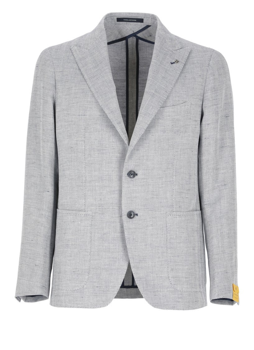 Tagliatore Grey Linen And Cotton Jacket