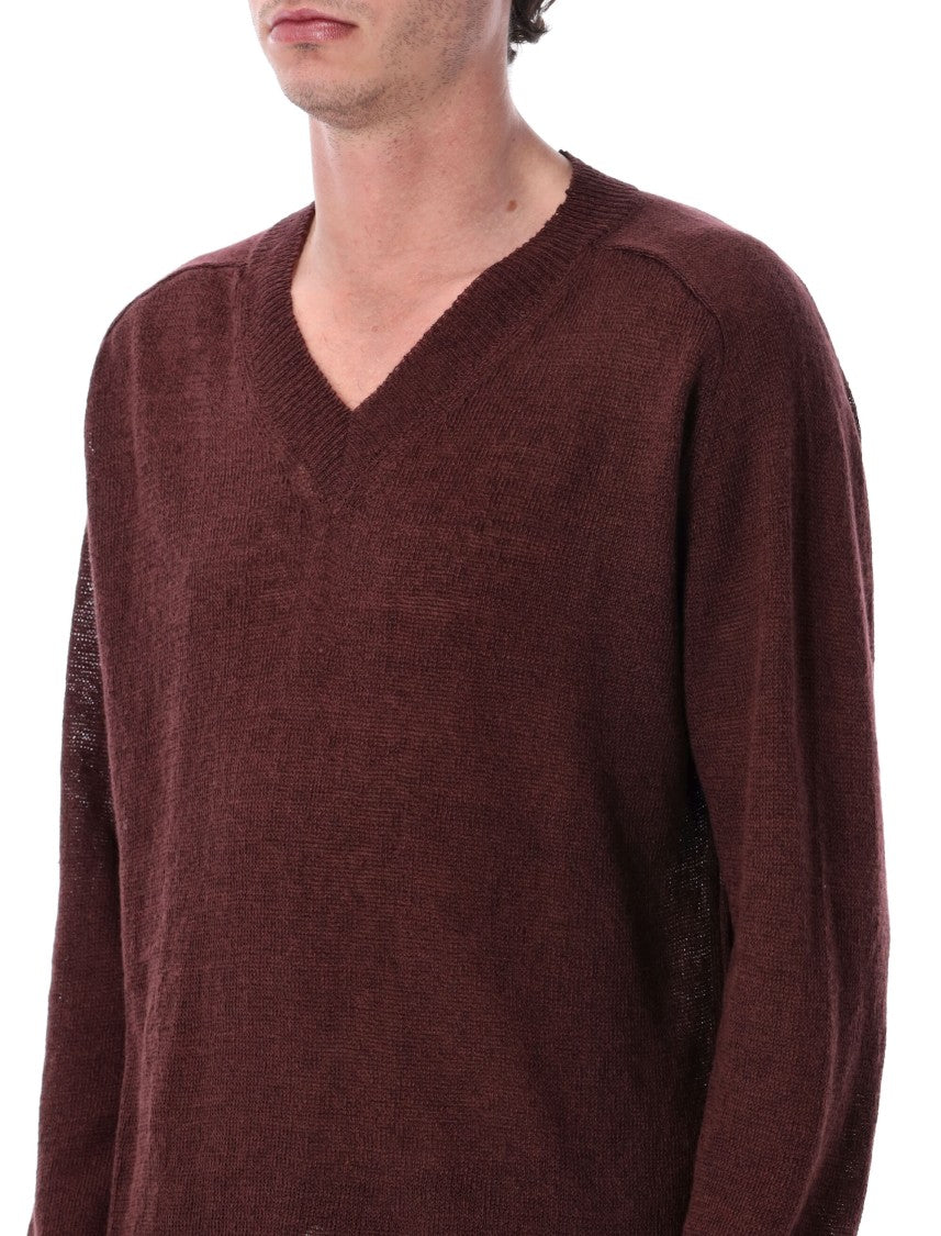 Our Legacy Rue Burgundy V Neck Knit Sweater