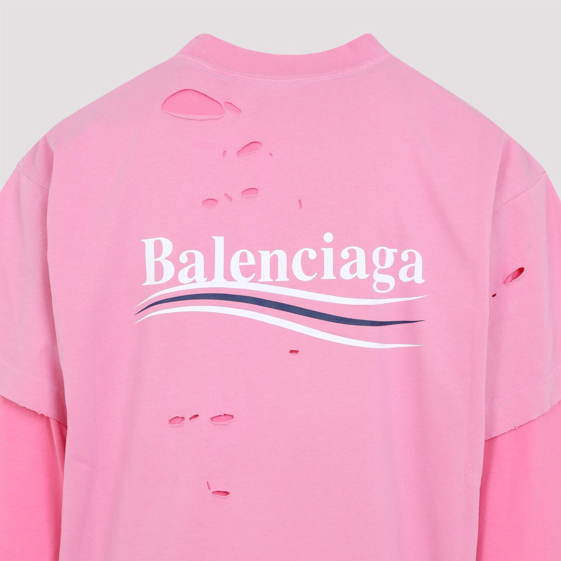 Balenciaga Layered Cotton T-Shirt With Distressed Detailing
