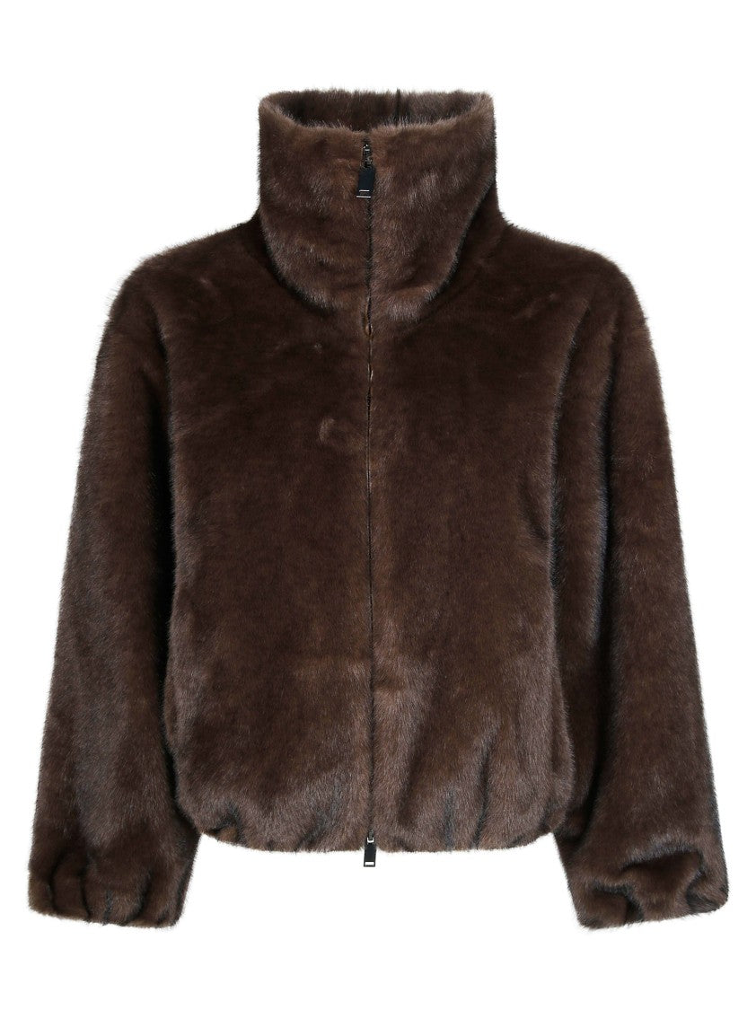 Parosh Faux Fur Zip Down Jacket