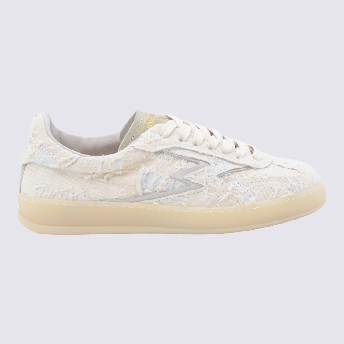 Moaconcept White Sneakers From Moaconcept Featuring Round Toe, Cotton Laces Fastening, Details And Flat Sole.