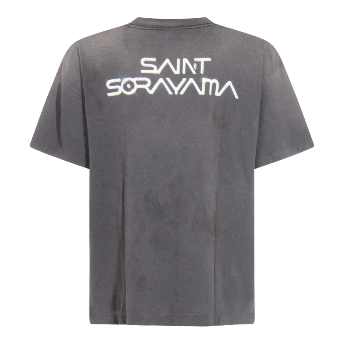 Saint Mxxxxxx Black Short-Sleeve T-Shirt With Futuristic Graphic Design