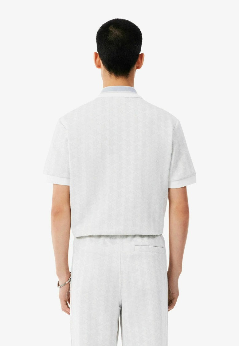 Lacoste Short-Sleeved Geometric Contrast-Collar Polo Shirt
