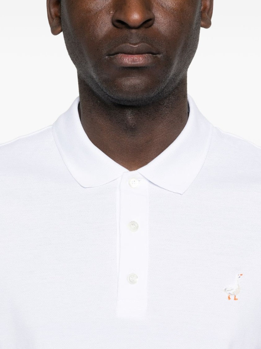 Moschino White Minimalist Silk Nylon Blend Polo