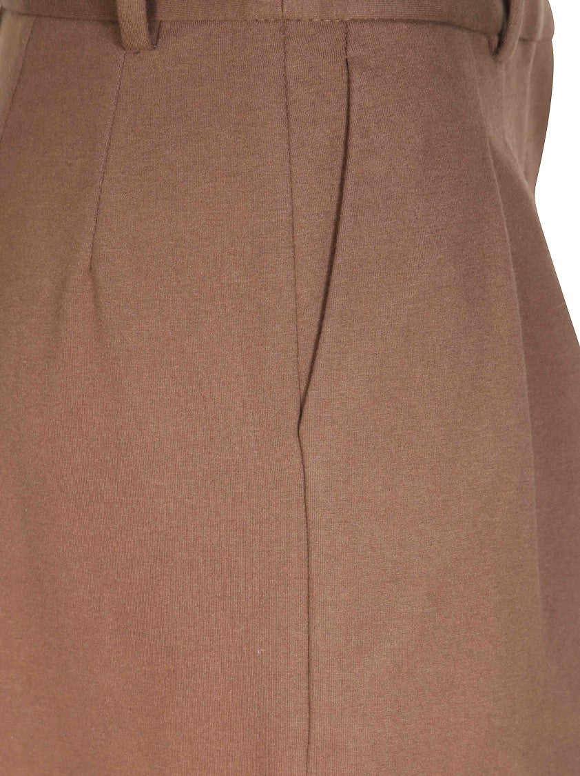 Circolo Brown Pleated High-Waisted Formal Pants