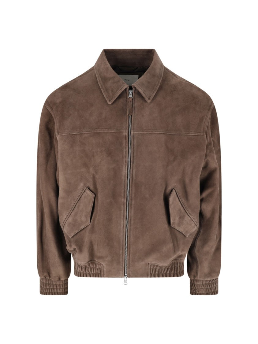 Dunst Brown Suede Classic-Collar Bomber Jacket