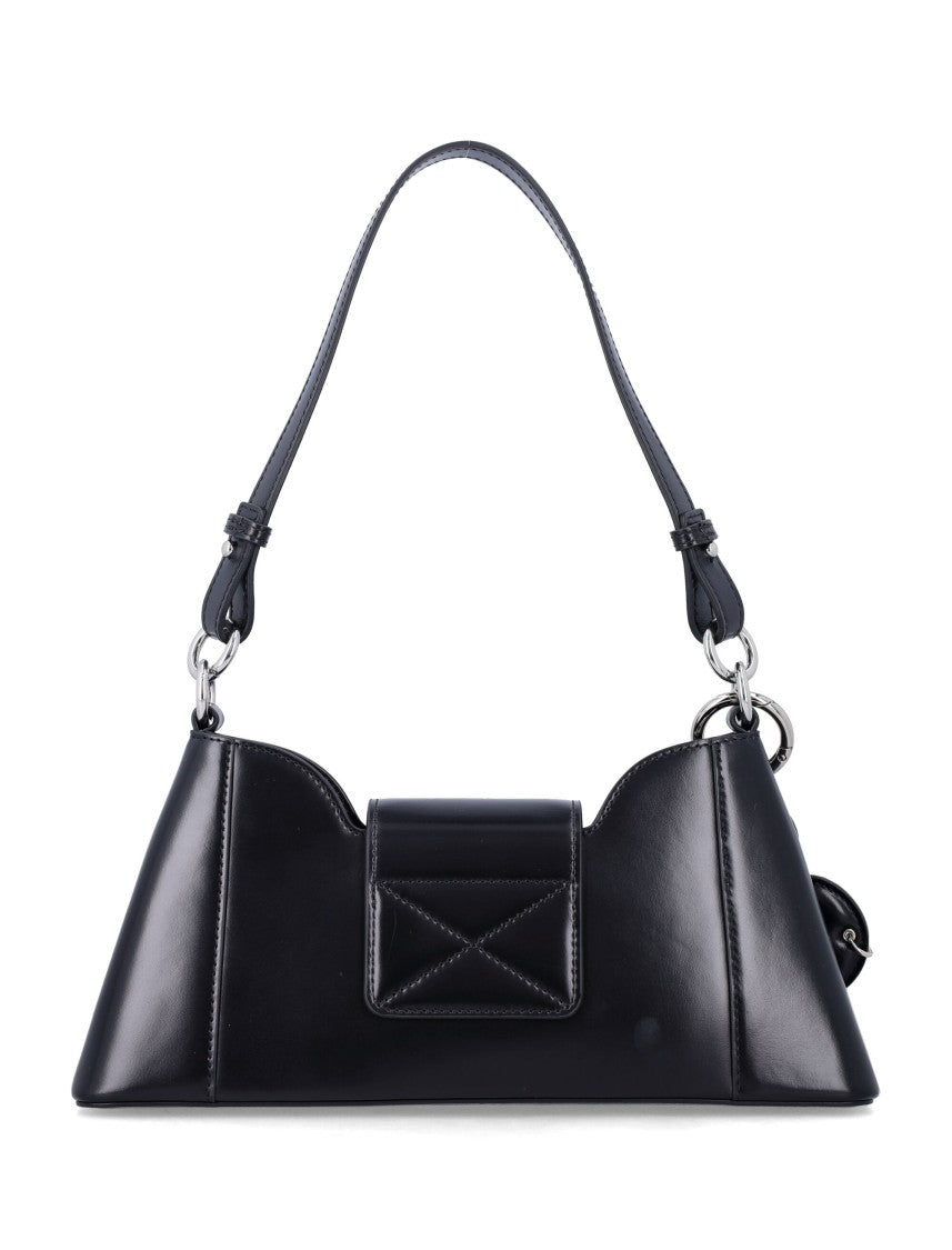 Justine Clenquet Geometric Black Leather Shoulder Bag With Heart Charm