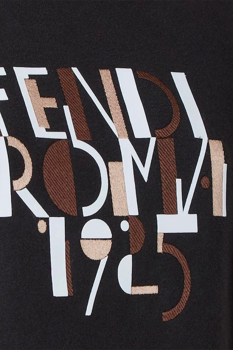 Fendi Black Cotton-Elastane Blend Logo Hoodie