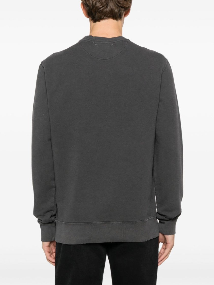 Golden Goose Grey Distressed Cotton Reversed Logo Sweatshirt