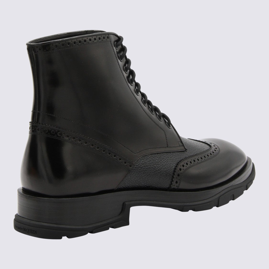 Alexander Mcqueen Lace-Up Boots With Polished Black Leather