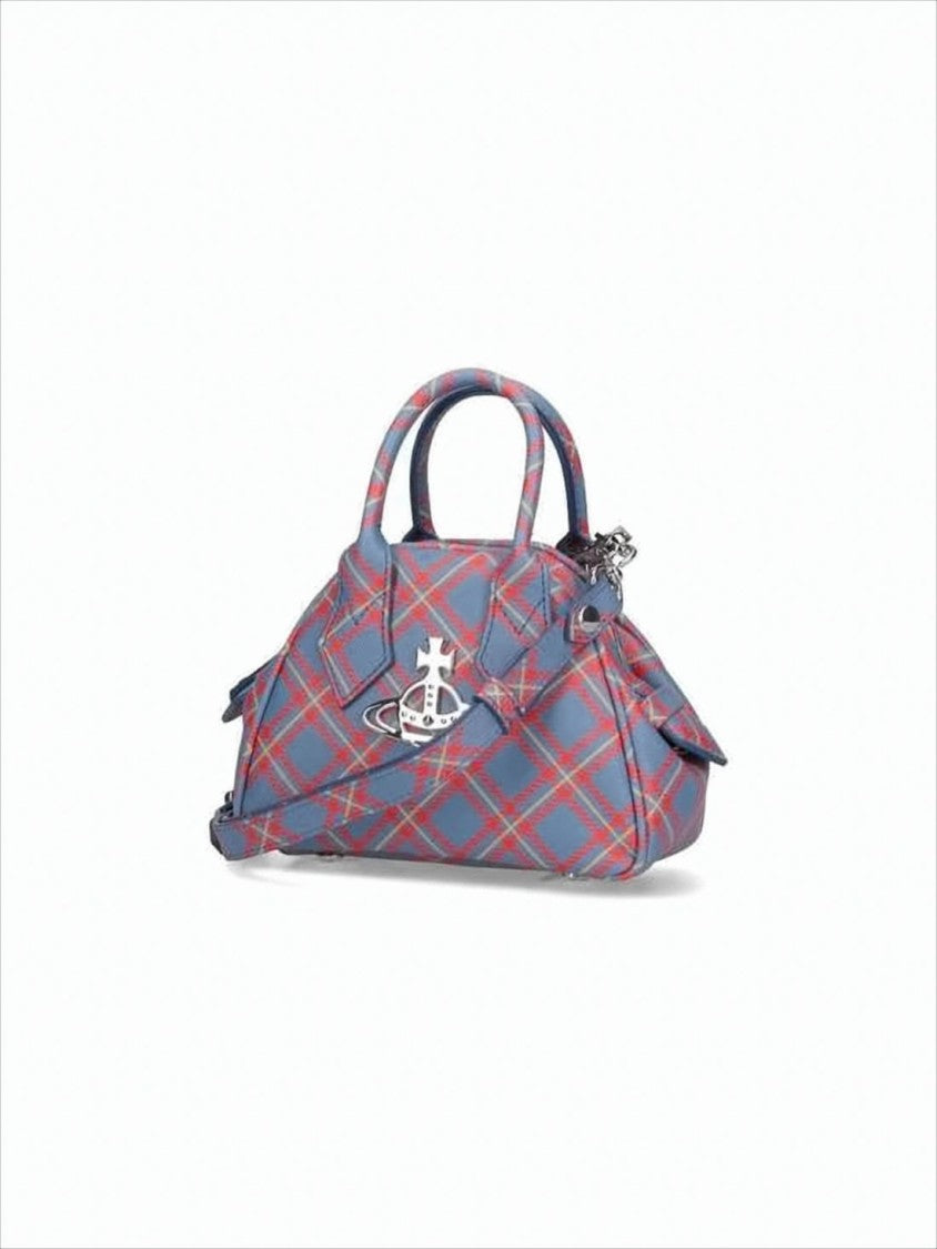 Vivienne Westwood Structured Plaid Crossbody Bag With Silver-Tone Emblem