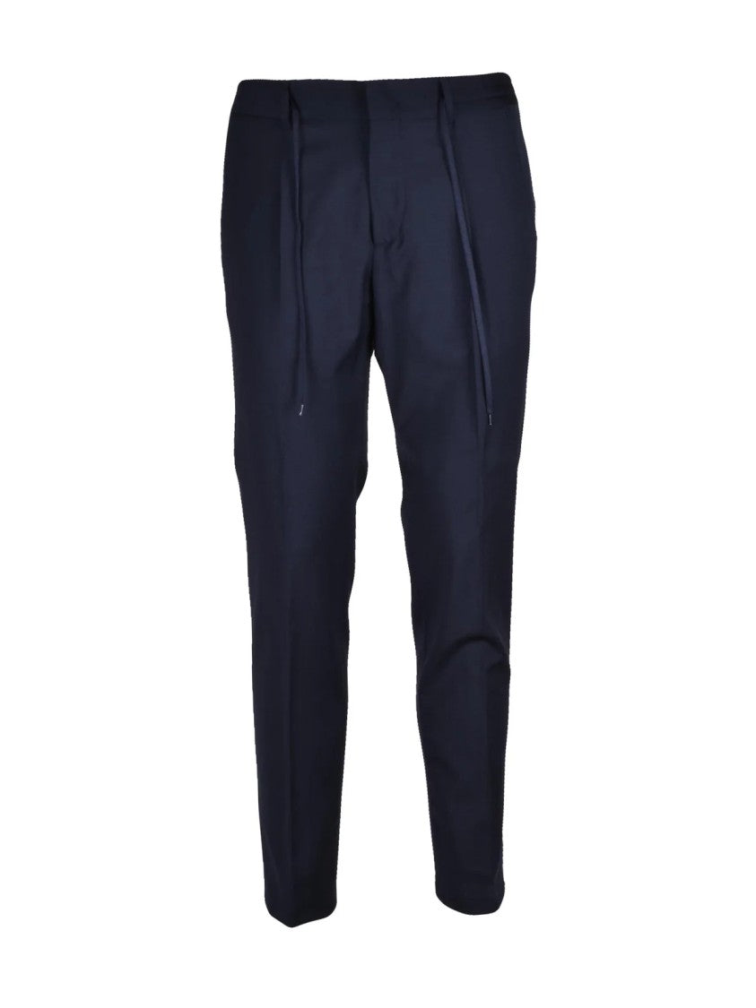 Paoloni Classic Wool Stretch Trousers - Blue