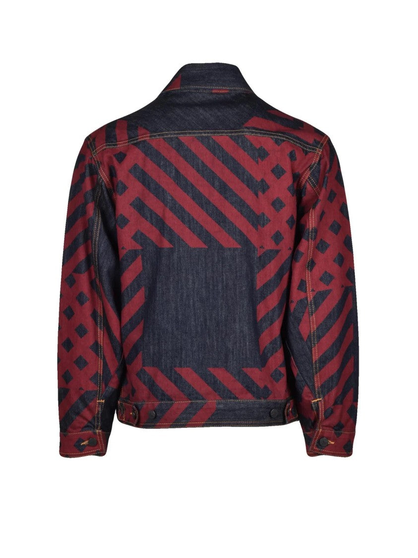 Vivienne Westwood Anglomania Geometric Pattern Denim Jacket With Zip Closure