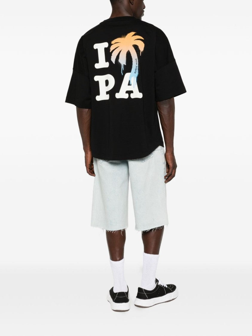 Palm Angels Oversized T-Shirt With Gradient Palm Tree Graphic