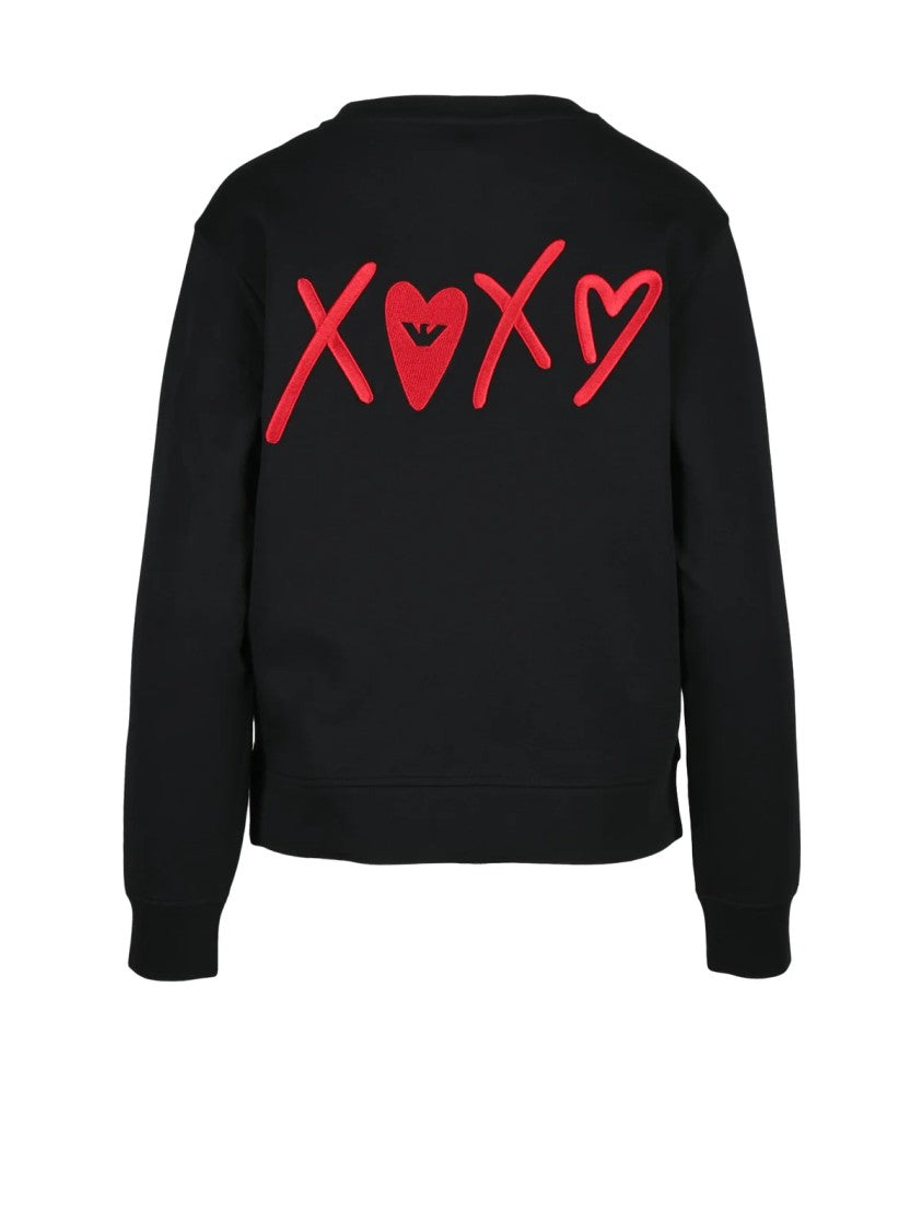 Emporio Armani Black Cropped Graphic Sweatshirt