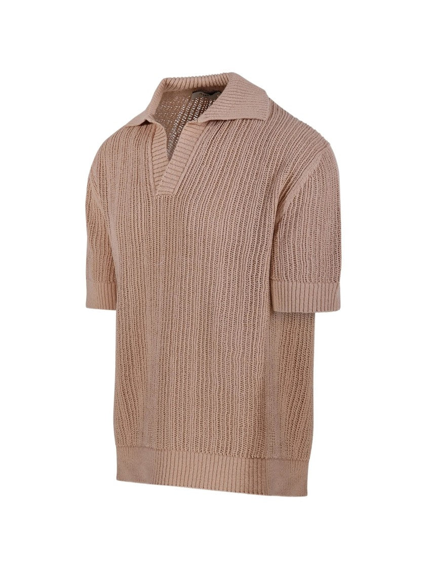 Altea Neutral Polo Textured Knit Cotton Polo