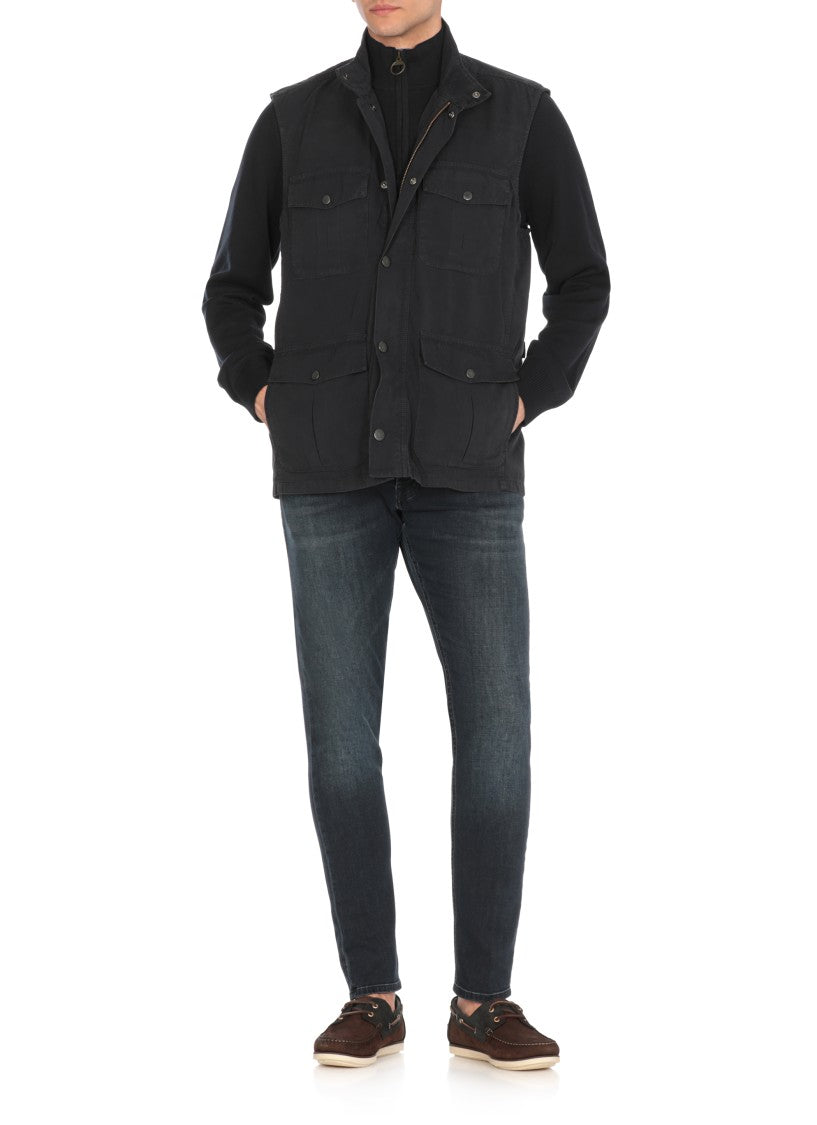 Barbour Blue Cotton Zip Round-Neck Shirt