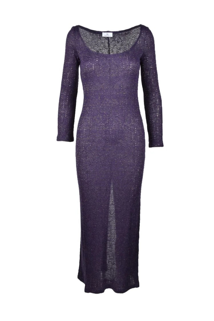 Simona.A Purple Textured Acrylic-Blend Dress