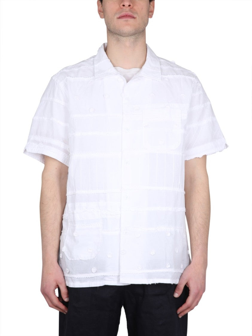 Engineered Garments Embroidered White Shirt With Classic Collar