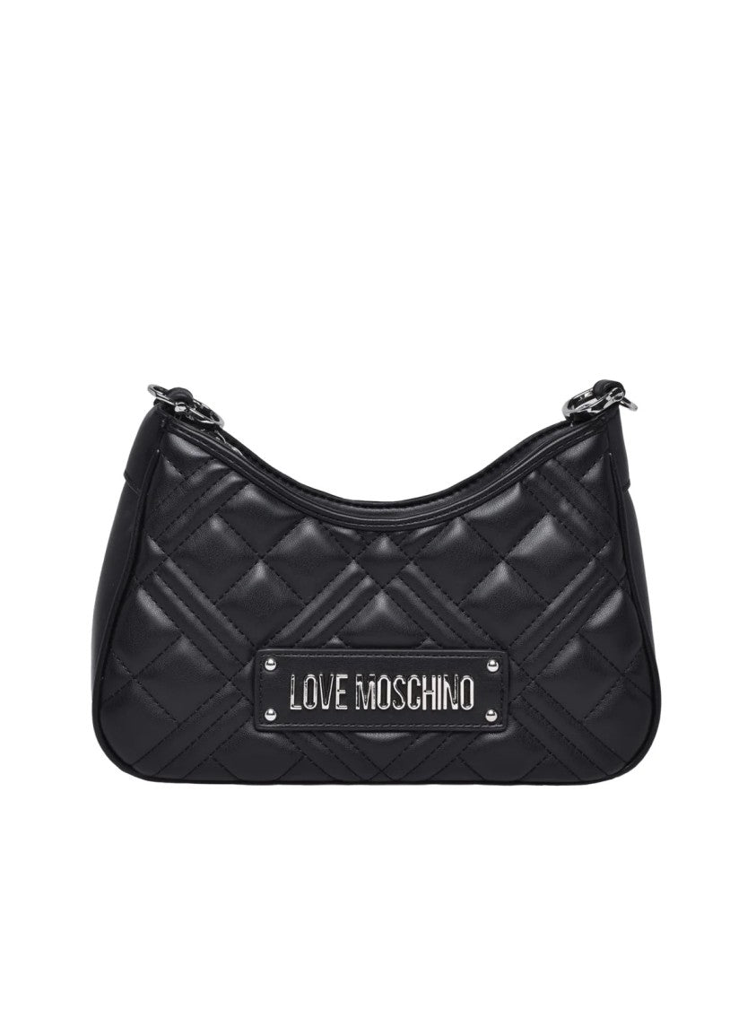 Love Moschino Black Polyurethane Zip Shoulder Bag