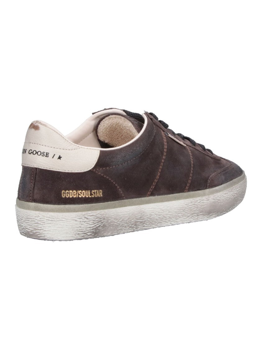 Golden Goose Low-Top Vintage Brown Suede Sneakers With Gold Accents