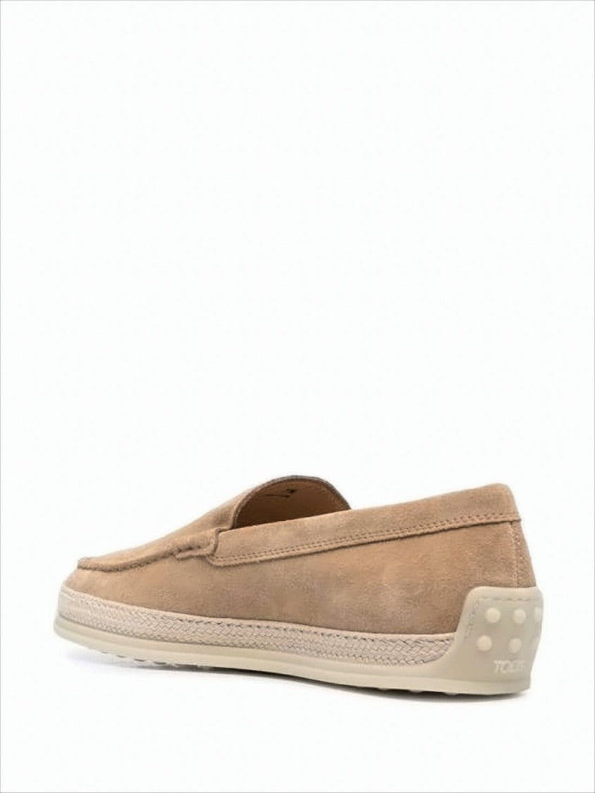 Tod's Brown Suede Loafer With Textured Rubber Sole
