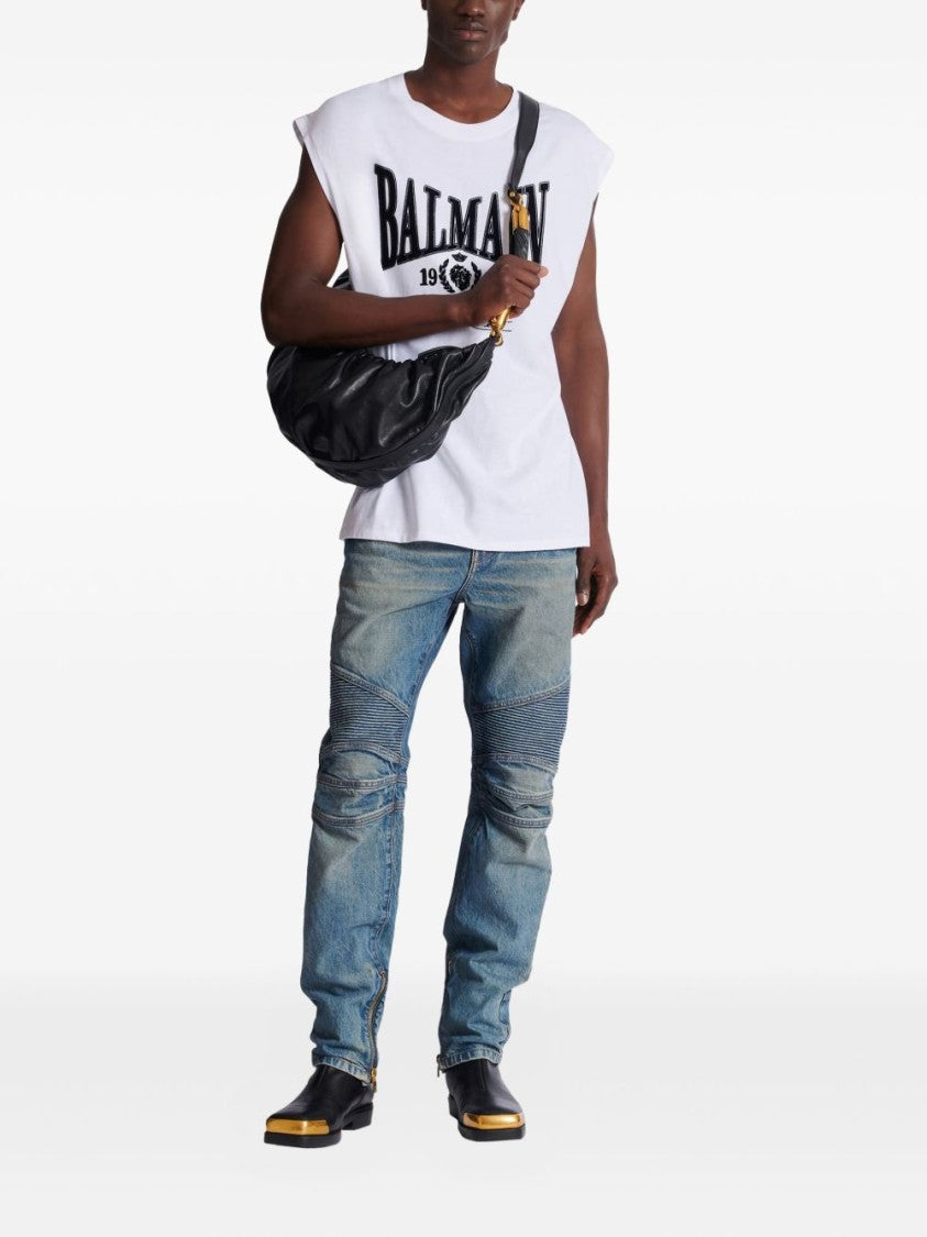 Balmain Sleeveless Silk And Nylon Graphic T-Shirt