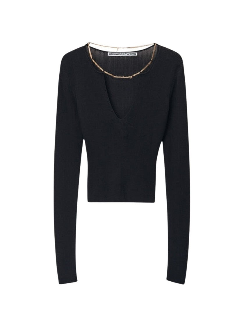Alexander Wang Pullover With Nameplate Chain Black