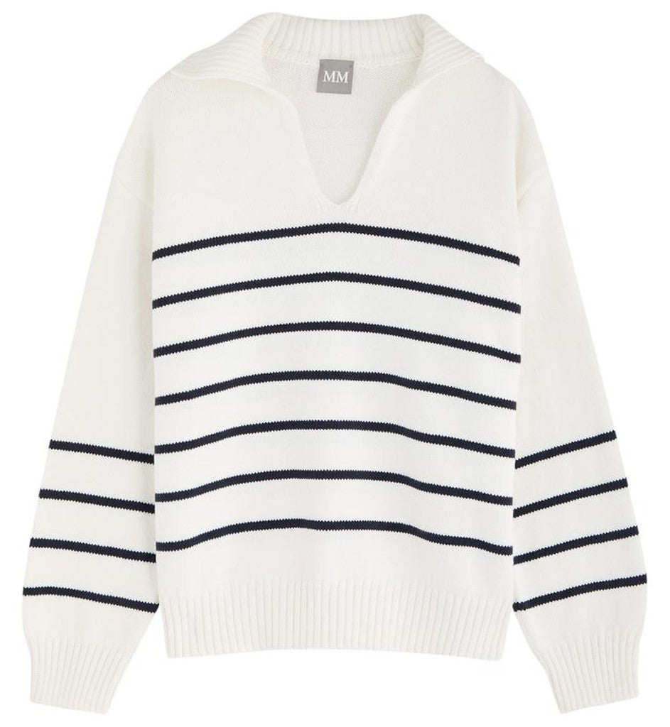 Max Mara Relaxed Fit V-Neck Sweater With Striped Detail