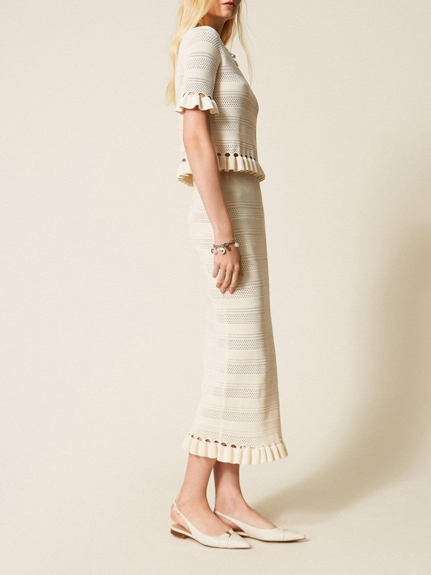 Twin-Set Knit Skirt With Punched Detailing