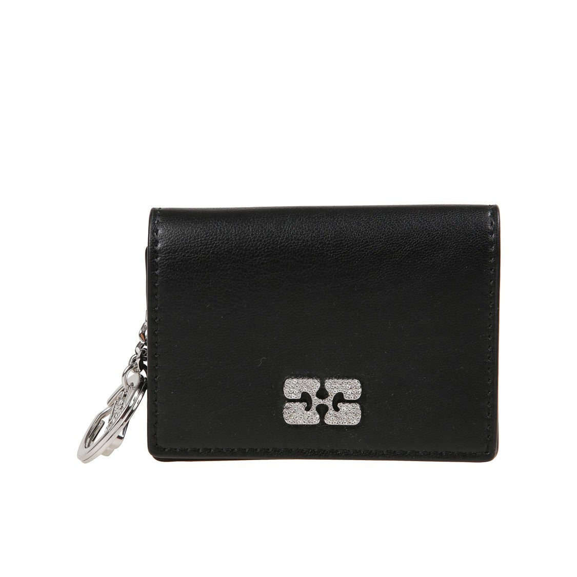 Ganni Flap Closure Card Holder With Strass Embellishments