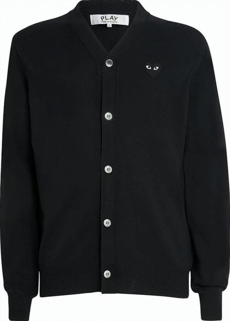 Comme Des Garçons V-Neck Black Wool Cardigan
