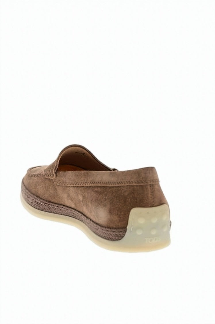 Tod's Suede Loafers With Textured Rubber Sole And Classic Design