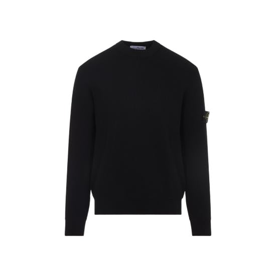 Stone Island Black Sweatshirt With Ribbed Details