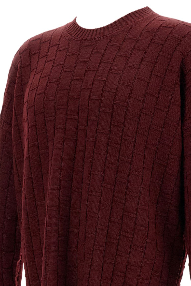 Plan C Textured Checked Wool Sweater
