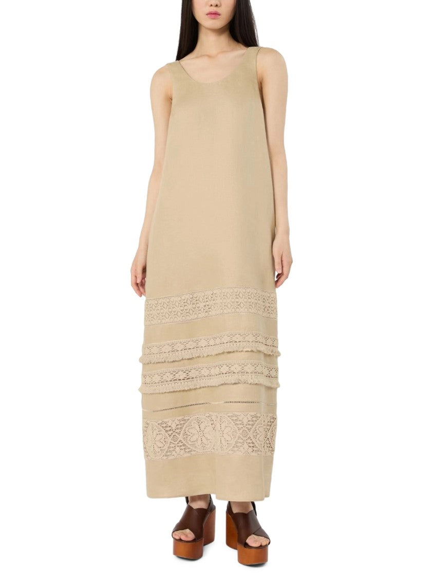 Max Mara Sleeveless Maxi Dress With Lace Panels