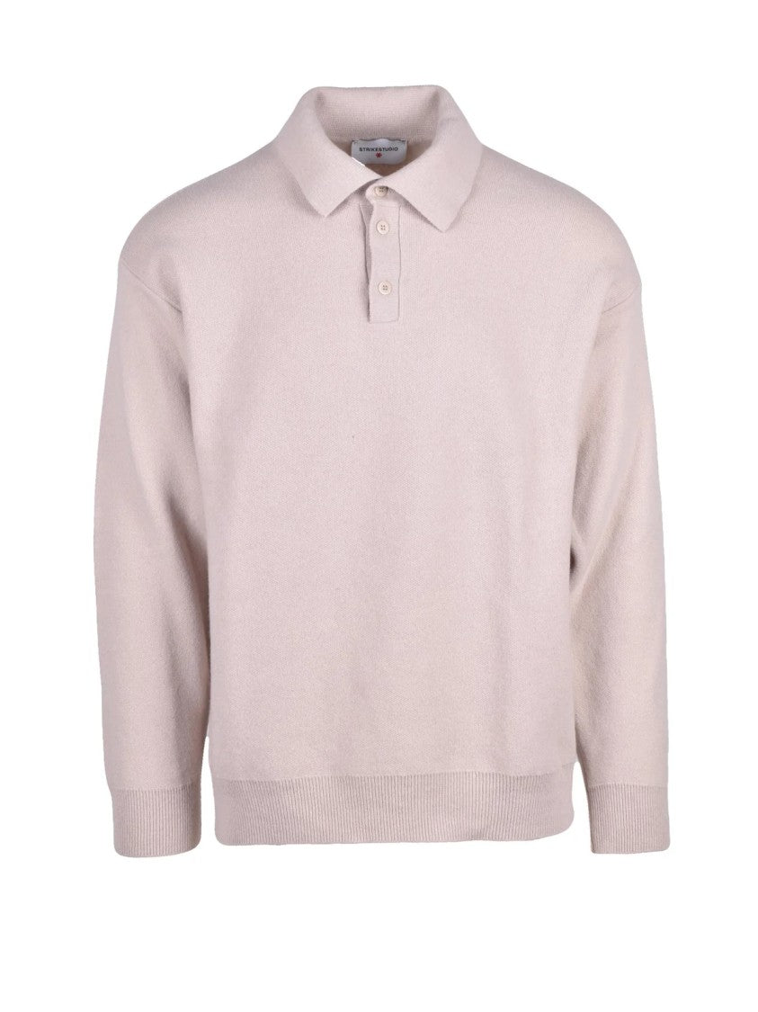 Strikestudio Polo Knit Sweater With Classic Collar And Ribbed Details