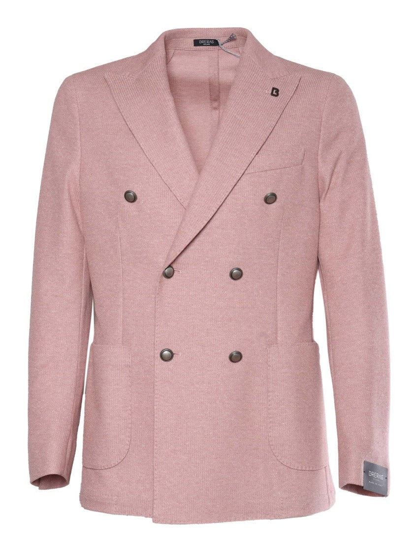 Breras Textured Double-Breasted Blazer With Decorative Buttons