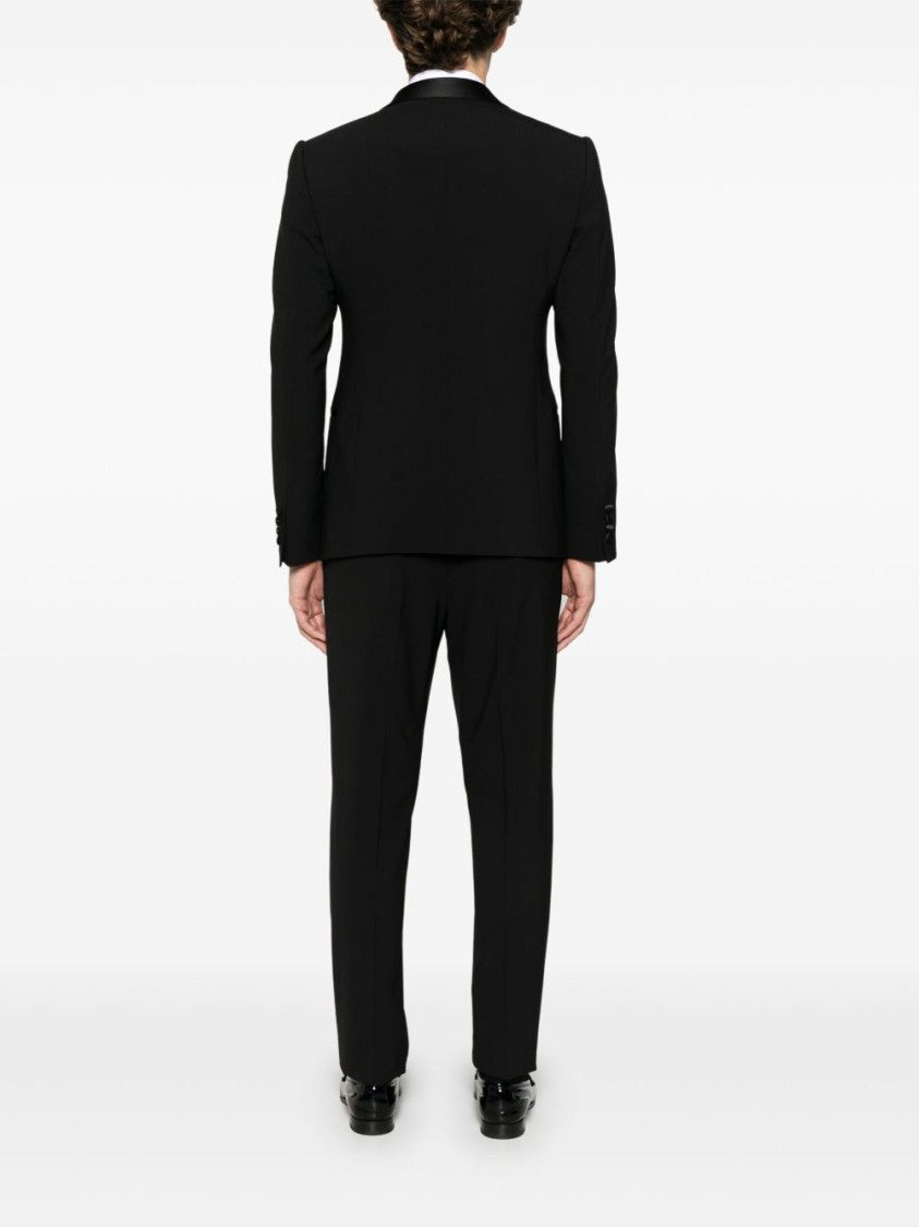 Emporio Armani Tailored Black Virgin Wool Suit With Satin Lapel
