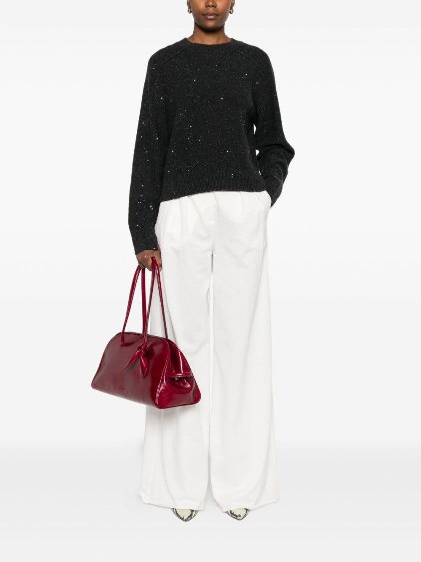 Antonelli Relaxed Fit Gray Sweater With Sparkling Sequins