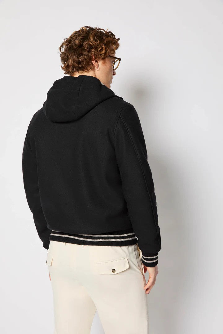 L.B.M. 1911 Zip-Up Black Sweatshirt With Contrasting Drawstrings