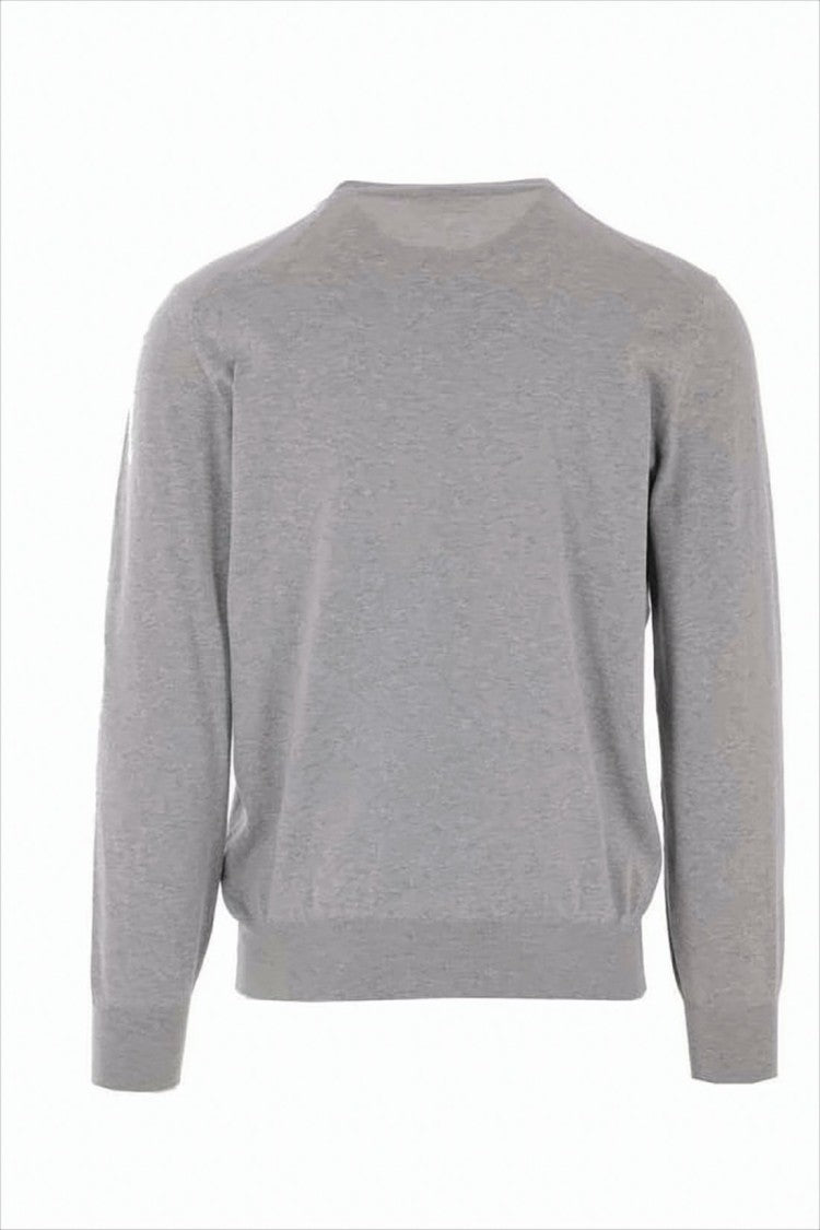Brunello Cucinelli Relaxed Fit Crew Neck Grey Knit Sweater