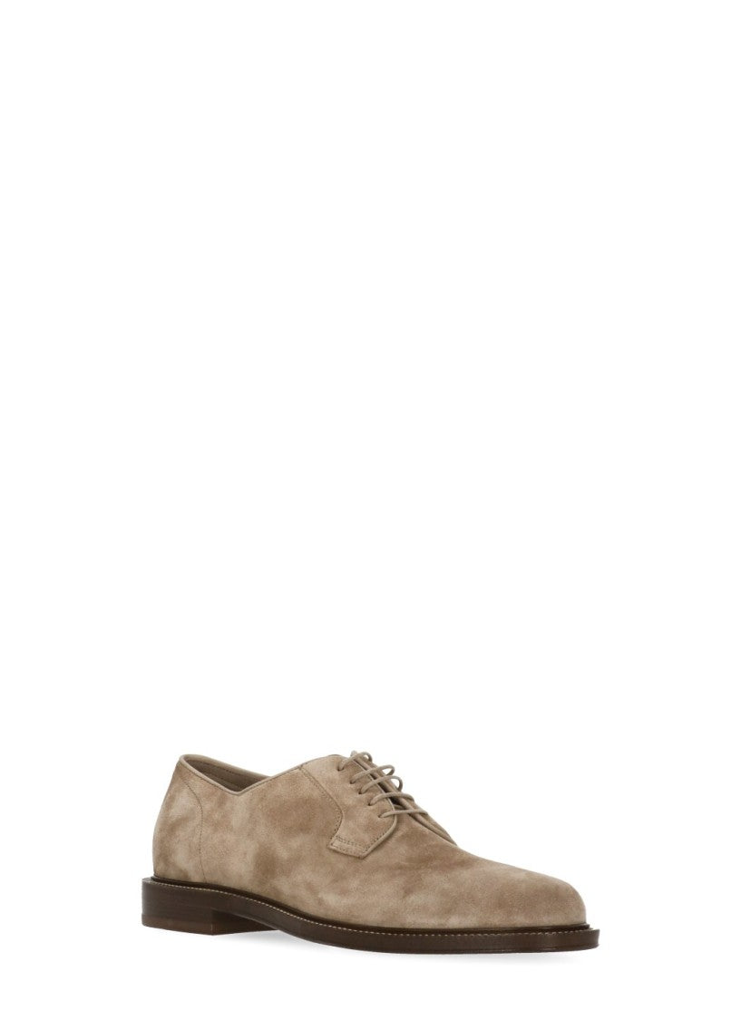 Brunello Cucinelli Light Brown Round Toe Suede Lace-Up