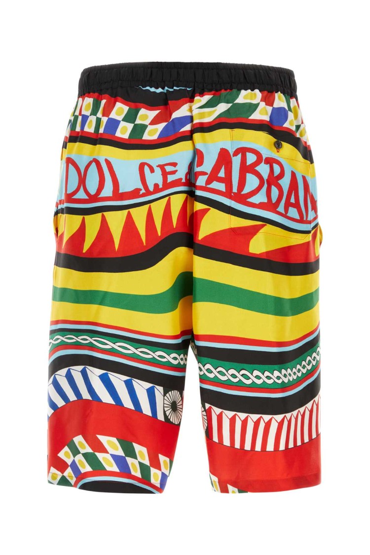 Dolce & Gabbana Printed Satin Bermuda Shorts