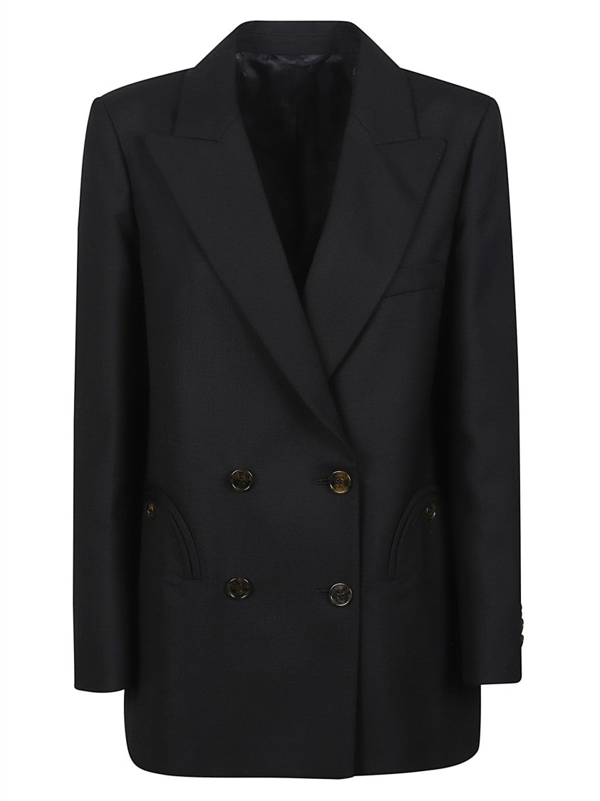 Blazé Milano Tailored Double-Breasted Blazer With Wide Lapels And Subtle Stitching