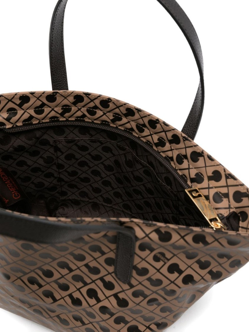 Gherardini Trapezoidal Beige Shopper Bag With Geometric Print