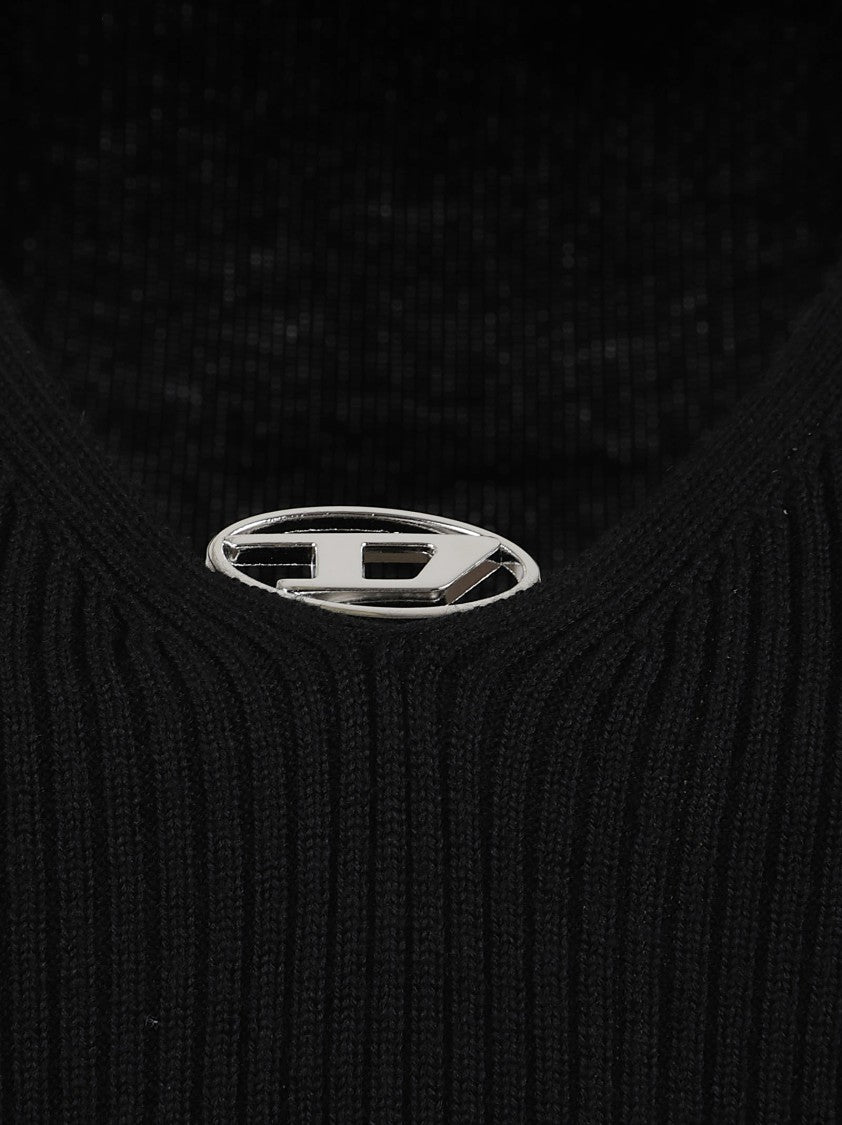 Diesel Sleeveless Ribbed Knit Dress With Subtle V-Neckline