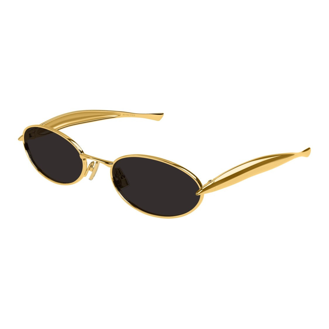 Bottega Veneta Bv1386s Polished Gold Metal Oval Sunglasses