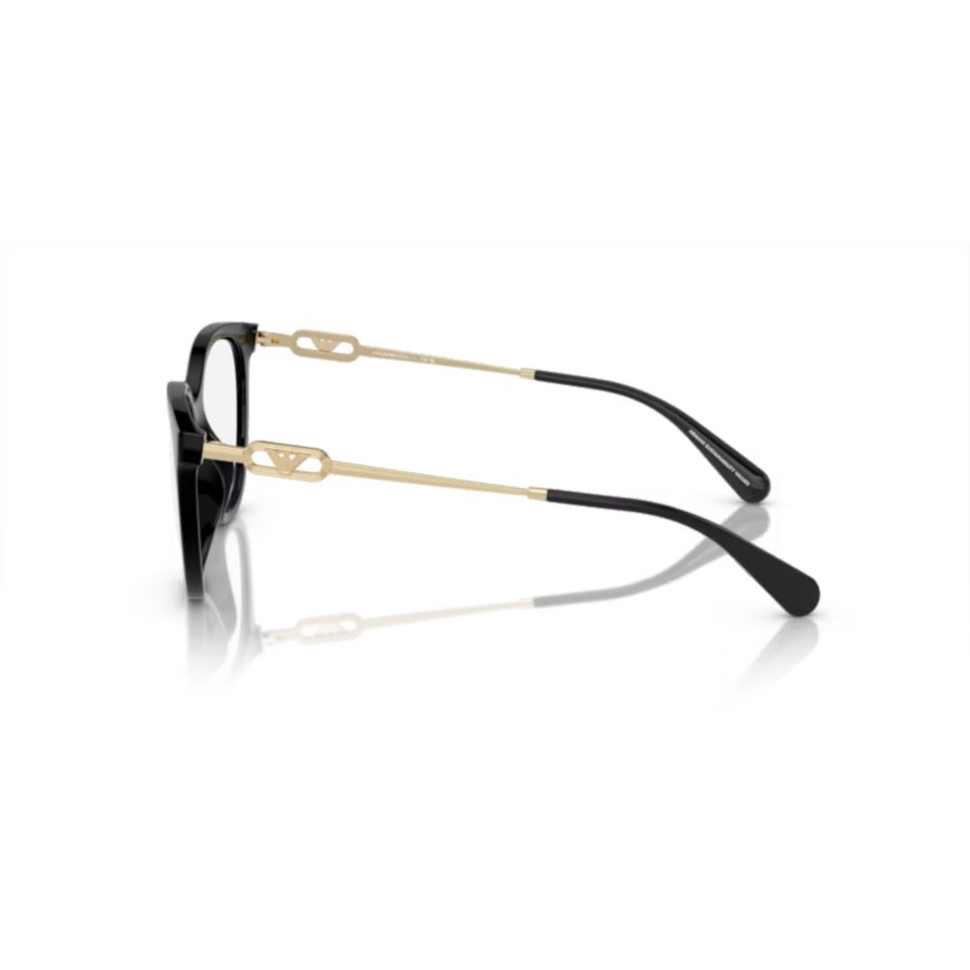 Emporio Armani 0Ea4213u Glossy Black Cat-Eye Sunglasses With Gold Metal Temples